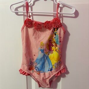 Disney Pink Princess Floral Ruffle One-Piece Swimsuit